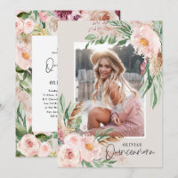 Quinceañera Pink girly floral photo anniversaire