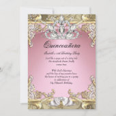 Invitation Quinceanera Pink Gold 15e fête d'anniversaire (Devant)