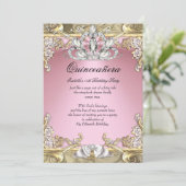 Invitation Quinceanera Pink Gold 15e fête d'anniversaire (Debout devant)