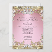 Invitation Quinceanera Pink Gold 15e fête d'anniversaire (Dos)