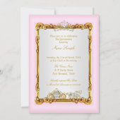 Invitation Quinceanera Pink Gold Horse Carriage Fairytale (Dos)