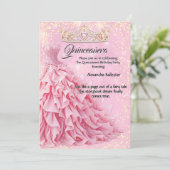 Invitation Quinceanera Pretty Pink Silver Diamond Tiara (Debout devant)