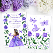 Quinceanera Princess Butterfly Rose Lilac Purple