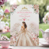 Invitation Quinceañera Princess Champagne et rose pâle