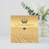 Invitation Quinceanera Princess Crown, Heart & Zebra Parties  (Debout devant)