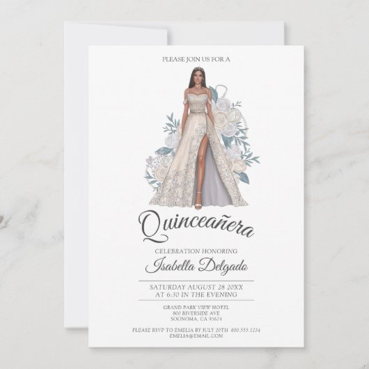 Invitation Quinceanera Princess Diamond Parties scintillant G (Devant)