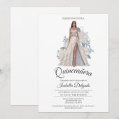 Invitation Quinceanera Princess Diamond Parties scintillant G (Devant / Derrière)