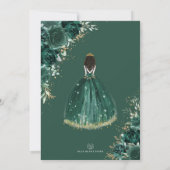 Invitation Quinceañera Princess Emerald Green Floral Annivers (Dos)