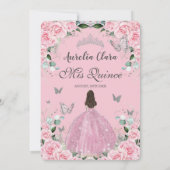 Invitation Quinceañera Princess Rose Floral Vintage Argent (Dos)