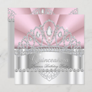 Invitation Quinceanera Princess Rose White Diamond Tiara