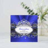 Invitation QUINCEANERA Princess Royal Blue Diamond Dentelle T (Debout devant)