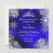 Invitation Quinceanera Princess Royal Blue Snowflake Tiara (Dos)