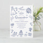 Invitation Quinceanera Princess Tiara Crown Papillons (Debout devant)