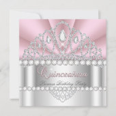 Invitation Quinceanera Princess Tiara fête d'anniversaire (Devant)