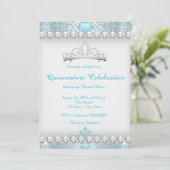 Invitation Quinceanera Princesse Bleu Turquoise et Diamant Ar (Debout devant)