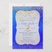 Invitation Quinceanera Princesse Couronne Faux Or Confetti Bl (Dos)