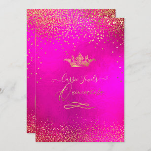 Invitation Quinceanera Princesse Couronne Faux Or Confetti Ro