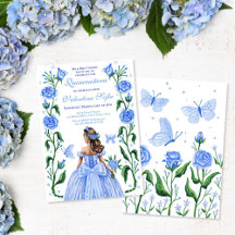 Quinceanera Princesse Rose papillon Bébé Bleu
