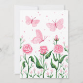 Invitation Quinceanera princesse Rose papillon bleu rose (Dos)