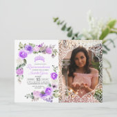 Invitation Quinceanera printanière mauve Photo : (Debout devant)
