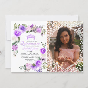 Invitation Quinceanera printanière mauve Photo :