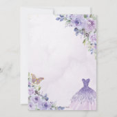 Invitation Quinceañera Purple Floral Princesse Gown Tiara Inv (Dos)