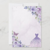 Invitation Quinceañera Purple Floral Robe Argent Tiara (Dos)