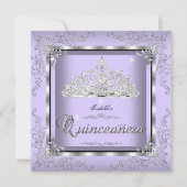 Invitation Quinceanera Purple Lavande Silver Diamond Tiara 3 (Devant)