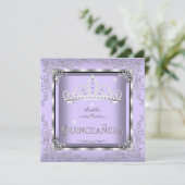 Invitation Quinceanera Purple Lavande Silver Diamond Tiara 4 (Debout devant)