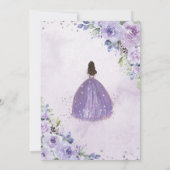Invitation Quinceañera Purple Lavender Floral Silver Princess (Dos)