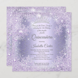 Invitation Quinceanera Purple Lilac Fête d'hiver