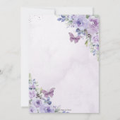 Invitation Quinceañera Purple Lilac Floral Papillons Argent (Dos)