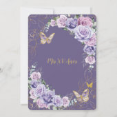 Invitation Quinceañera Purple Lilac Floral Papillons Or (Dos)