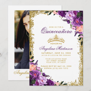 Invitation Quinceanera Purple Parties scintillant de la Couro