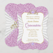 Invitation Quinceanera Purple Pearl Gold fête d'anniversaire (Devant / Derrière)