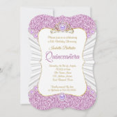 Invitation Quinceanera Purple Pearl Gold fête d'anniversaire (Devant)