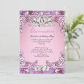 Invitation Quinceanera Purple Pink 15e fête d'anniversaire (Debout devant)