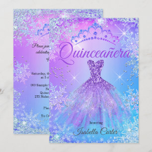 Invitation Quinceanera Purple Pink Blue Winter Wonderland 2