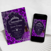 Invitation Quinceanera Purple Silver