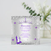 Invitation Quinceanera Purple Silver Winter Wonderland (Debout devant)