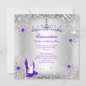 Invitation Quinceanera Purple Silver Winter Wonderland (Devant)