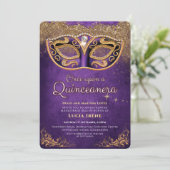 Invitation Quinceanera Purple Sparkle (Debout devant)