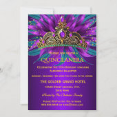 Invitation Quinceanera Purple Teal Blue Tiara Birthday Party (Devant)