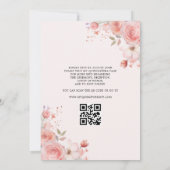 Invitation Quinceañera QR Code Rose rose pâle Floral (Dos)