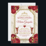 Invitation Quinceañera Red Roses & Gold Crown Mexicaine<br><div class="desc">Quinceañera Red Roses & Gold Crown Mexican Invitation Mis Quince 15 Anos,  16e anniversaire.</div>