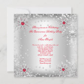Invitation Quinceanera Red Silver Winter Wonderland (Dos)