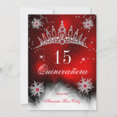 Invitation Quinceanera Regal Red Snowflake 15e anniversaire (Devant)