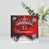 Invitation Quinceanera Regal Red Snowflake 15e anniversaire (Debout devant)