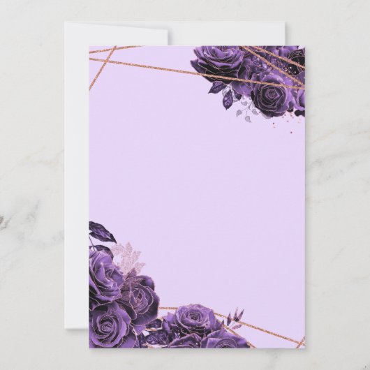 Invitation Quinceañera Regal Royal Purple & Rose Gold & Gown  (Dos)