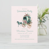 Invitation Quinceañera Retro Floral Carriage 15e anniversaire (Debout devant)